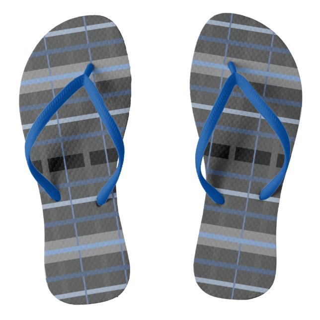 Blue and Grey Plaid Thongs (Footbed)