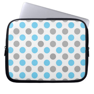 Blue and grey polka dots pattern laptop sleeve