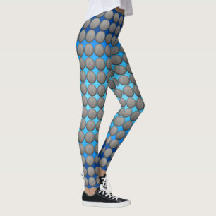 Blue and Grey Polka Dots Pattern Leggings