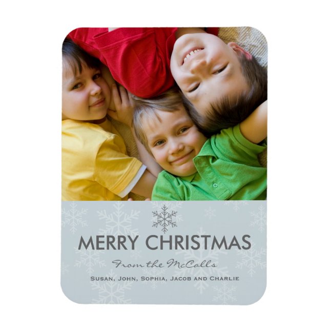 Blue and Grey Snowflake Holiday Magnet (Vertical)