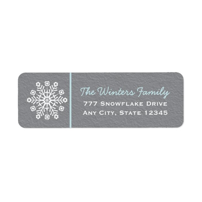Blue and Grey Snowflake Return Address Labels (Front)
