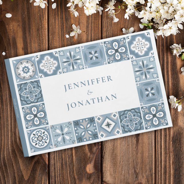 Blue and grey Spanish tiles Guest Book (Creator Uploaded)
