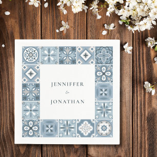 Blue and grey spanish tiles napkin