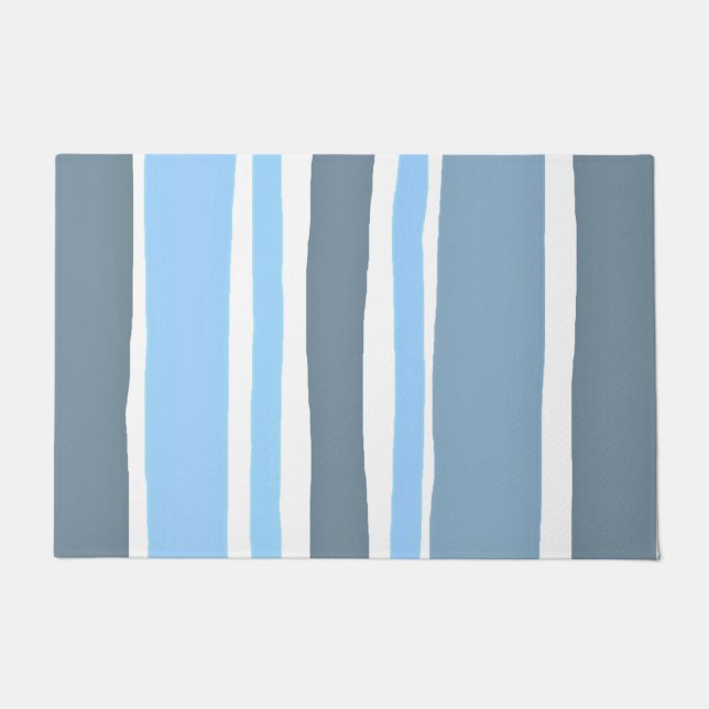 Blue and Grey Stripe Doormat (Front)
