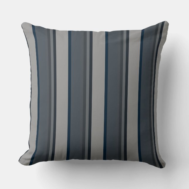 Blue and grey stripes cushion (Front)