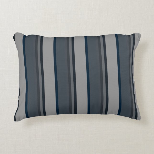 Blue and grey stripes decorative cushion (Front)