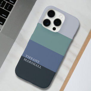 Blue and Grey Stripes Pattern iPhone 16 Pro Case