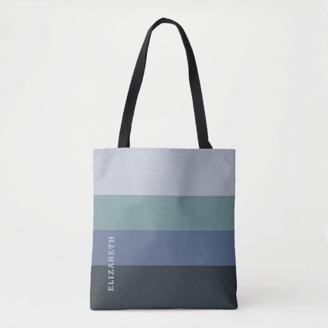 Blue and Grey  Stripes Pattern  Tote Bag (Front)