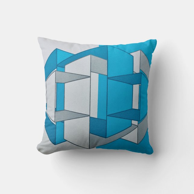 Blue and Grey Throw Pillow (Front)