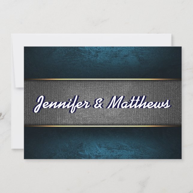 Blue and Grey-white elegant wedding invite (Front)