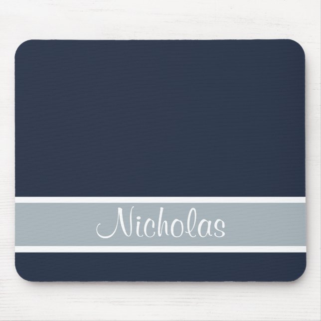 Blue and Grey with Name Mouse Pad (Front)