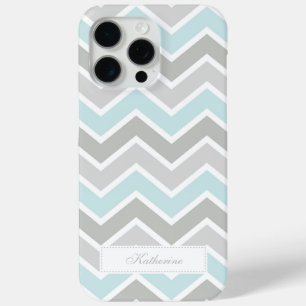 Blue and Grey Zigzag Chevron Pattern iPhone 15 Pro Max Case
