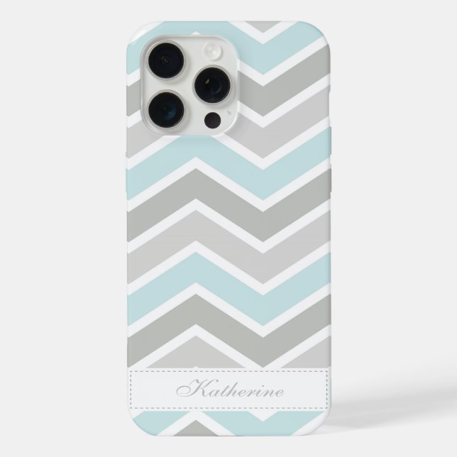 Blue and Grey Zigzag Chevron Pattern iPhone Case (Back)