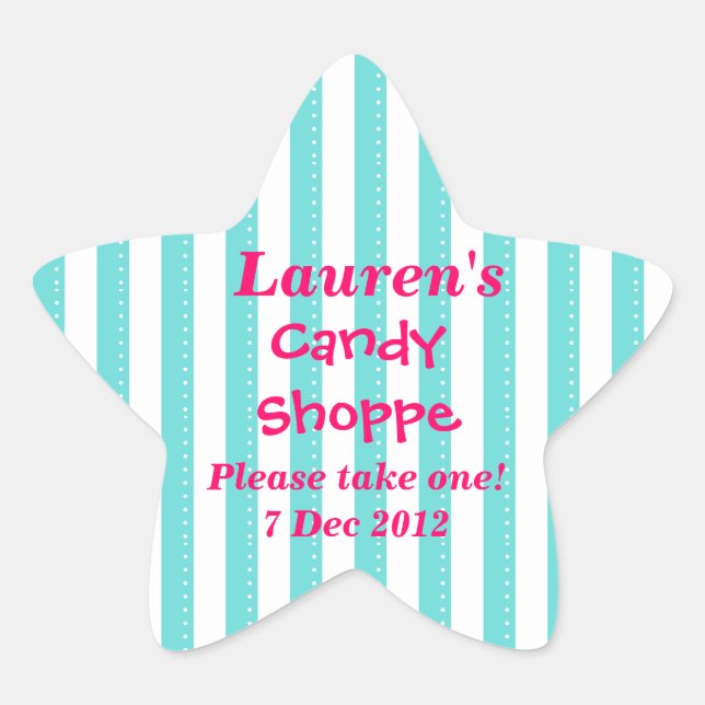 blue and hot pink Candy Shoppe Sticker (Front)