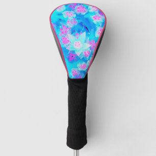 Blue and Hot Pink Succulent Underwater Sedum Golf Head Cover