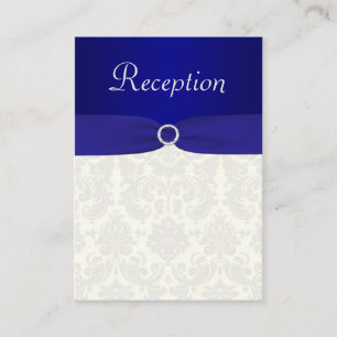 Blue and Ivory Damask Enclosure Card