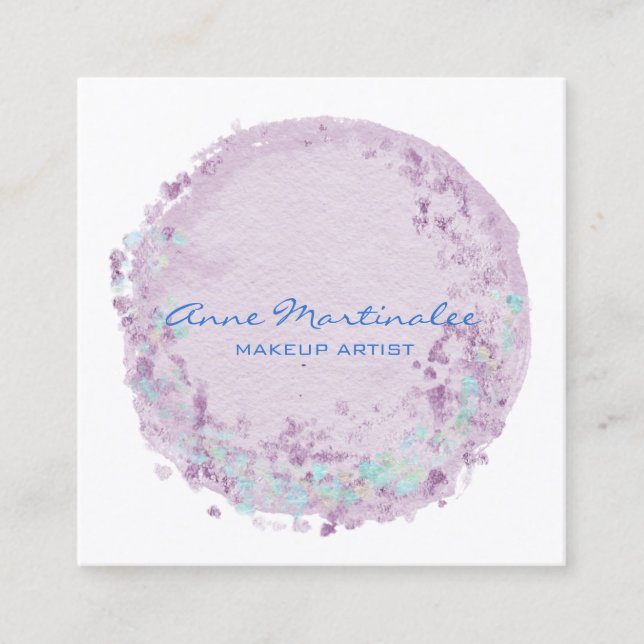 Blue  and Lavender Abstract Circle  Square Business Card (Front)