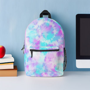 Blue and Lavender Tie Dye Pattern Custom Printed Backpack