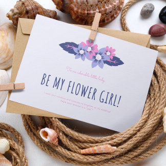 Blue and Lavender Wedding Flower Girl Card