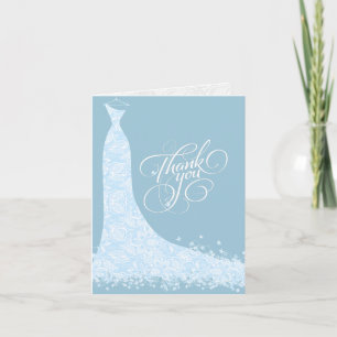 Blue And Light Blue Wedding Dress Thank You Card