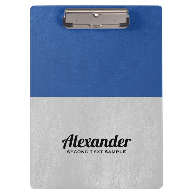 Blue and light-grey faux vintage leather clipboard (Front)