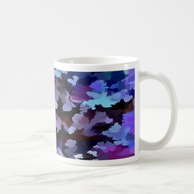 Blue and Lilac Camouflage Pattern Coffee Mug (Right)