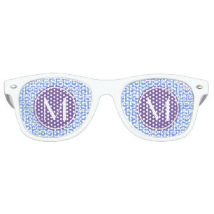 Blue and Lilac Owl Custom Monogram Personalised N1 Retro Sunglasses