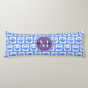 Blue and Lilac Owl Custom Monogram Personalized N1 Body Cushion