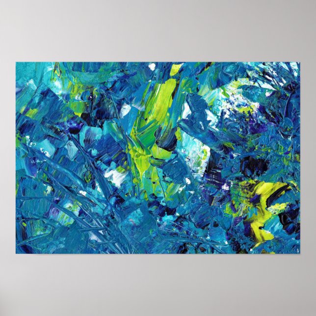Blue and Lime Green Art Poster (Front)