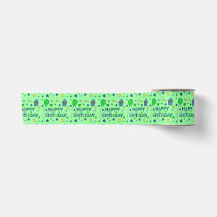 Blue and Lime Green Boy's Happy Birthday    Satin Ribbon