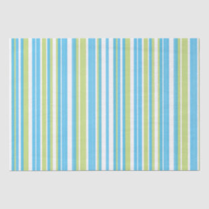 Blue and Lime Green Striped  Tissue Paper