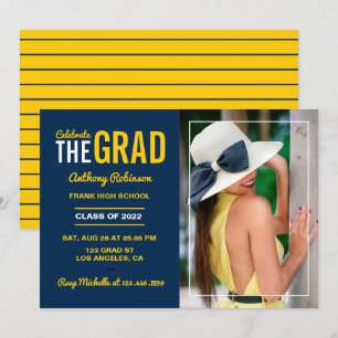 Blue and Maize Graduation Party Photo Invitation