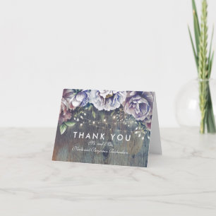 Blue and Maroon Vintage Rustic Wedding Thank You Card