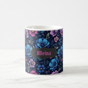 Blue and Mauve Floral Coffee Mug