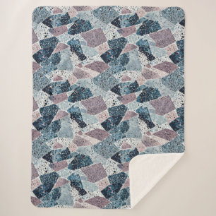 Blue and Mauve Terrazzo Abstract Design Sherpa Blanket