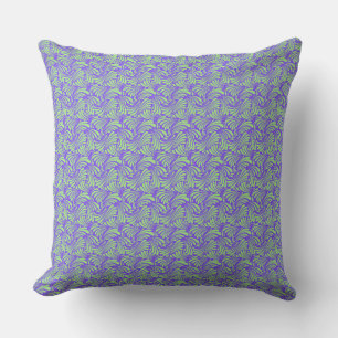 Blue and Mint Wave Pattern Modern Cushion