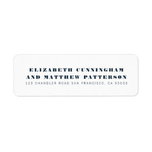 Blue And Modern Minimalist Wedding Return Address Label