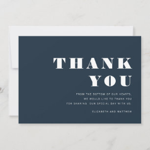 Blue And Modern Minimalist Wedding Thank You