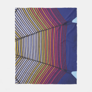 Blue and multicolored umbrella fleece blanket