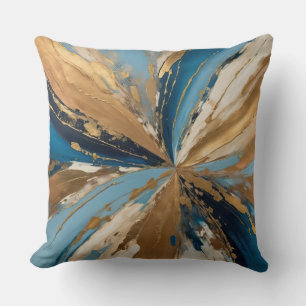 Blue and Muted Copper abstract art Cushion
