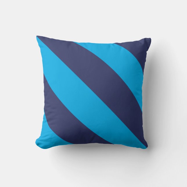 Blue and Navy Blue Striped Pillow 16" x 16" (Front)