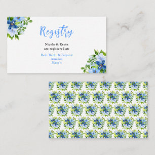 Blue and Navy Flowers with Foliage  Enclosure Card