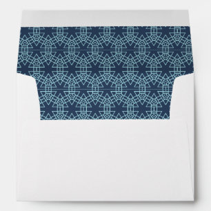 Blue and Navy Graphic Deco Pattern Envelope