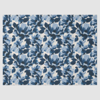 Blue and Navy painterly flower pattern Tissue Paper