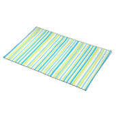 Blue and neon Green colour Stripes Pattern Placemat (On Table)