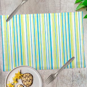 Blue and neon Green colour Stripes Pattern Placemat