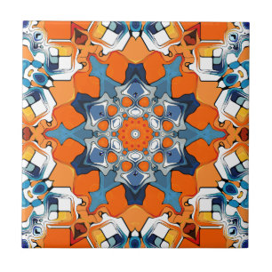 Blue And Orange Abstract Ceramic Tile