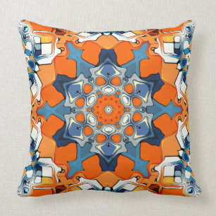 Blue And Orange Abstract Cushion
