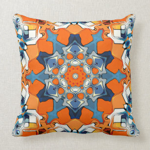Blue And Orange Abstract Cushion