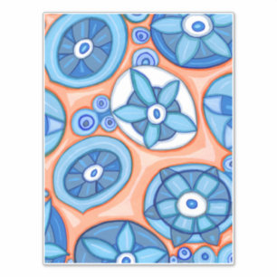 Blue and Orange Abstract Flowers Original painting